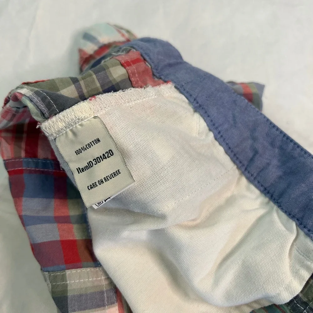 L.L.Bean Plaid Madras‎ Patchwork Shorts Favorite Fit Size 20 Preppy Casual